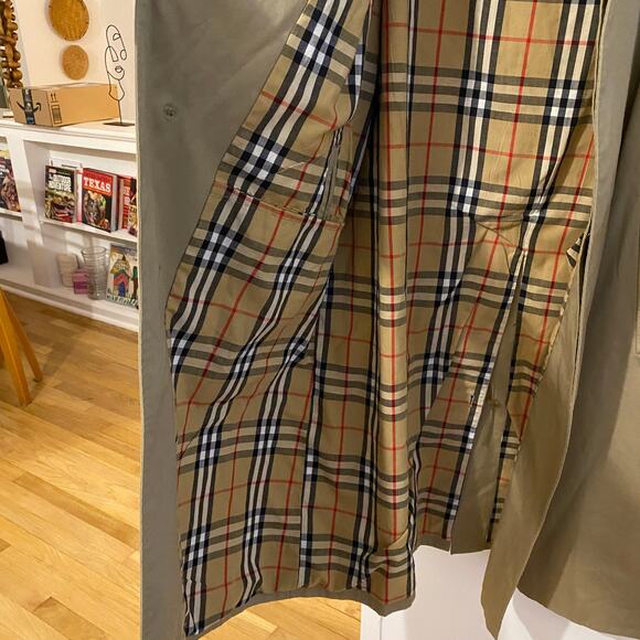 Burberry Beige Classic Trench Coat Vintage Jacket Full Novacheck Lining Cotton - Picture 4 of 12